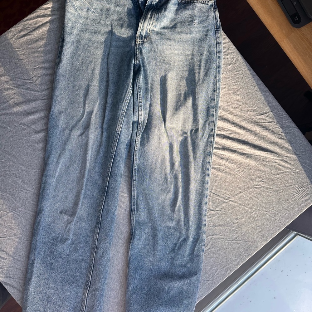 & Denim Straight Leg Blue Jeans